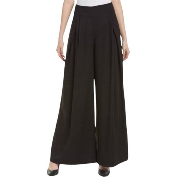 Gracia Black Wide-Leg Palazzo Pants Women’s Medium Style P14771 Flowy Pleated - Picture 1 of 8